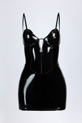 Vinyl Corset Mini Dress in Black