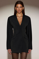 Single-Breasted Blazer Mini Dress in Black
