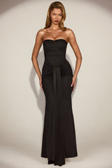 Draped Bandeau Peekaboo Gown in Black