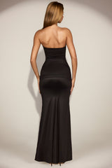 Draped Bandeau Peekaboo Gown in Black