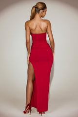 Cut-Out Bandeau Maxi Dress in True Red