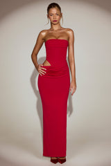 Cut-Out Bandeau Maxi Dress in True Red