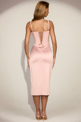 Lace-Trim A-Line Midaxi Dress in Pink