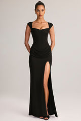 Modal Sweetheart-Neck Maxi Dress in Black