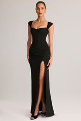 Modal Sweetheart-Neck Maxi Dress in Black