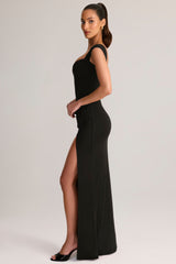 Modal Sweetheart-Neck Maxi Dress in Black