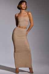 Embellished Mid Rise Gown Skirt in Gold