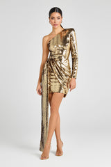 CELINA Gold Sequin Dress