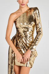 CELINA Gold Sequin Dress