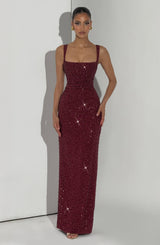 Calanthe Maxi Dress - Burgundy Sparkle