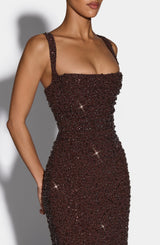 Calanthe Maxi Dress - Plum Brown Sparkle