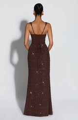 Calanthe Maxi Dress - Plum Brown Sparkle