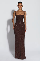 Calanthe Maxi Dress - Plum Brown Sparkle