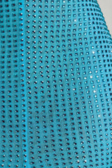 Embellished Cut-Out Halterneck Maxi Dress in Aqua Blue