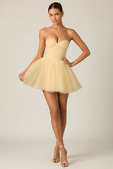 Tulle Corset Mini Dress in Yellow