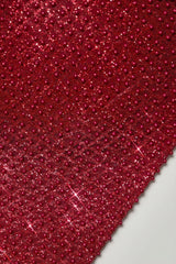 Embellished Sweetheart-Neck Midi Dress in Red