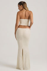 Embellished Cut-Out Draped Corset Gown in White