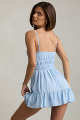 Shirred Camisole Mini Dress in Sky Blue