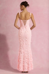 Embellished Fishtail Corset Gown in Pink
