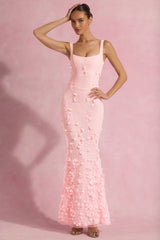 Embellished Fishtail Corset Gown in Pink