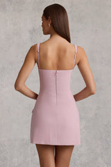 Cut-Out Structured A-Line Mini Dress in Mauve