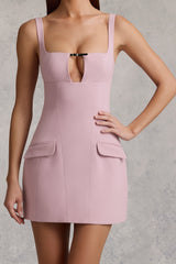 Cut-Out Structured A-Line Mini Dress in Mauve