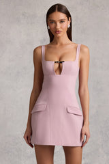 Cut-Out Structured A-Line Mini Dress in Mauve