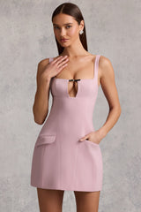 Cut-Out Structured A-Line Mini Dress in Mauve